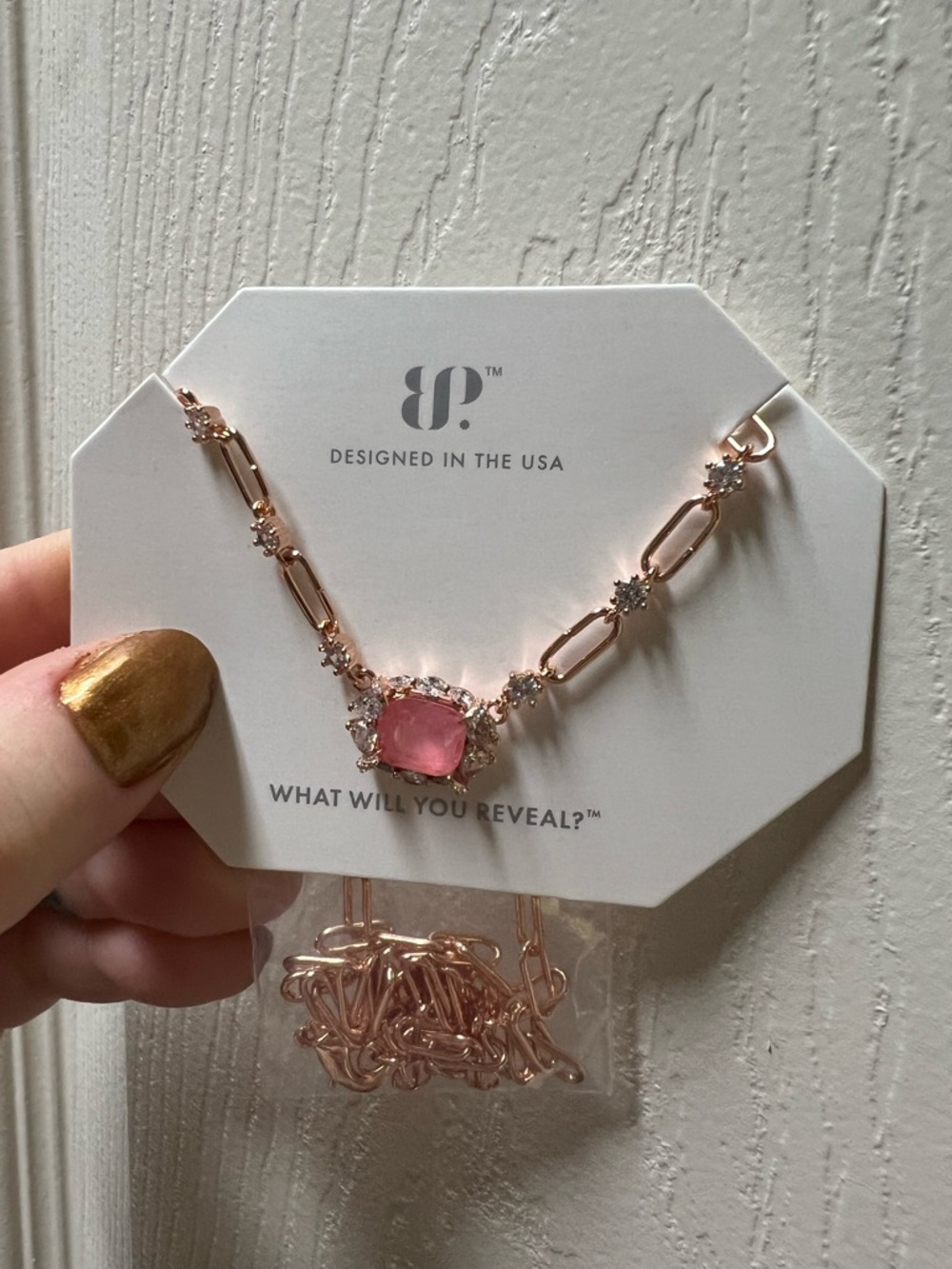 Rose Gold Necklace with Pink Gemstone